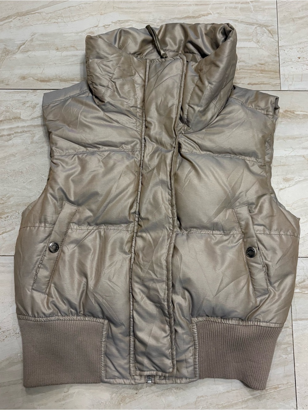 Express Women's Size Large Taupe Metallic Puffer Vest Jacket